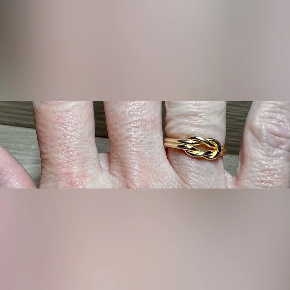 Designer Signed Gold Over Sterling Silver Lover’s Knot Ring, Size 6 - Picture 6 of 8